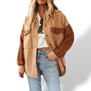 12th Tribe Tan and Brown Teddy Jacket